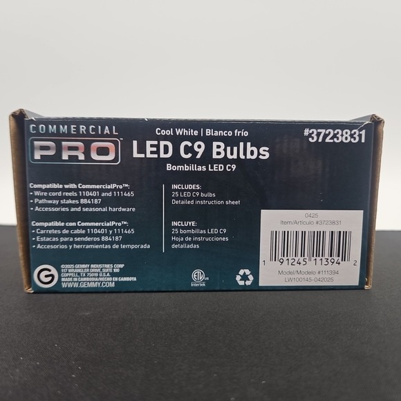 GEMMY Commercial Pro 25 Ct C9 Cool White LED Christmas String Light Bulbs E17 - Picture 2 of 3